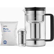 Aarke Purifier Large Cam ve Paslanmaz Çelik Su Filtre Sürahisi, 1,7 L