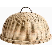 Crate & Barrel Jake Arnold Kapaklı Hasır Servis Tepsisi, El Dokuması Doğal Rattan