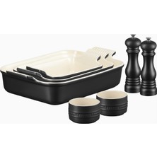 Le Creuset 5 Parça Seramik Fırın Kabı ve Tuz-Biber Değirmeni Seti