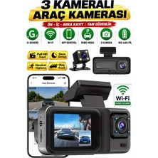 Sonreir SNR38 WiFi 3 Kameralı Araç Kamerası Gece Görüşü G-Sensör Ön-arka-iç Araç içi Güvenlik Kamerası