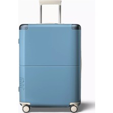 July Checked Expandable Açık Mavi Büyük Boy Valiz