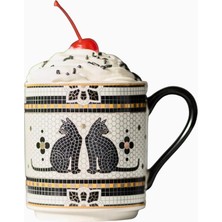 Anthropologie Bistro Tile Halloween 24K Altın Detaylı Seramik Kupa