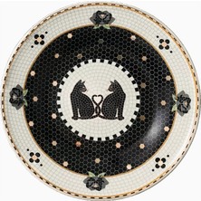 Anthropologie Bistro Tile Halloween 24K Altın Detaylı Stoneware Tatlı Tabağı 21 cm