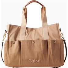 Chloe Chloé Kids Logolu Deri Detaylı Pamuk Bebek Bakım Çantası