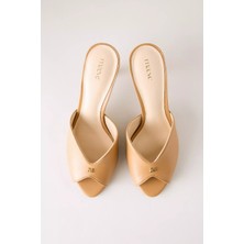 Anthropologie Maeve Peep Toe Kitten Topuklu Deri Kadın Ayakkabı