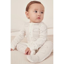 The White Company Organik Pamuklu Bulut Desenli Fitilli Fermuarlı Bebek Uyku Tulumu