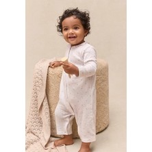 The White Company Organik Pamuklu Kalp Desenli Fırfır Yakalı Kız Bebek Uyku Tulumu