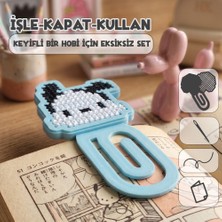 Etamina Hellomina Serisi: Siyah Kulaklı Köpek 8-Bit Pixel Art Çarpı Işi Kitap Ayracı Kiti- Minimalist Karakter Tasarımlı Hobi Seti