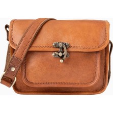 Berliner Bags Helena Vintage Hakiki Deri Kadın Omuz Çantası Kahverengi