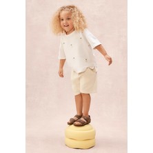 The White Company Organik Pamuklu Limon Nakışlı Bebek Tişört ve Şort Takımı