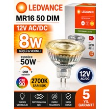 Avarson (1 Adet) Ledvance 12V Ac/dc 8W (50W) Dimli 2700K (Sarı Işık) Gu5.3 Duylu LED Çanak Ampul