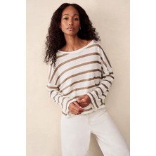 The White Company Avrupa Keten Oversize Uzun Kollu Kadın Tişört