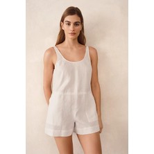 The White Company Yuvarlak Yakalı Askılı Avrupa Keteni Kadın Tulum