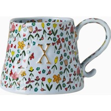 Anthropologie The Mud Fairy El Illüstrasyonlu Monogram Taş Seramik Kupa