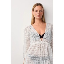 The White Company Organik Pamuk Brode Plaj Elbisesi