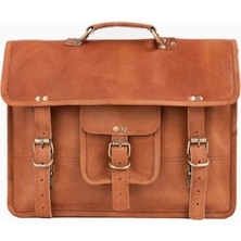 Berliner Bags Berlin M Unisex Vintage Deri Laptop Bölmeli Postacı Çantası Kahverengi