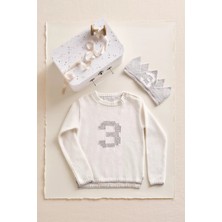 The White Company Organik Pamuk Karışımlı 3 Yaş Doğum Günü Kazak ve Taç Hediye Seti