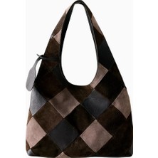 Anthropologie Patchwork Süet ve Deri Kadın Tote Çanta