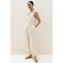 The White Company Linen Bisiklet Yaka Keten Kadın Tulum