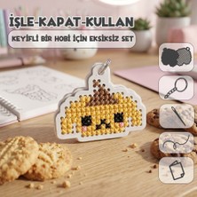 Etamina Bereli Sarı Köpek -Pompompurin- Kanaviçe Anahtarlık Kiti (İşleme Hobi Seti)