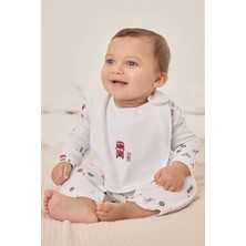 The White Company Organik Pamuklu Londra Desenli Bebek Tulumu ve Önlük Seti