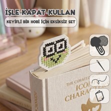 Etamina Hellomina Serisi: Yeşil Kurbağa 8-Bit Pixel Art Çarpı Işi Kitap Ayracı Kiti- Minimalist Karakter Tasarımlı Hobi Seti