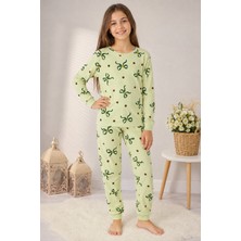 Durukoza %100 Pamuk Kız Çocuk Pijama Takımı Fiyonklu 4 Mevsim