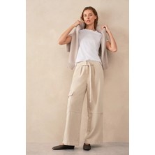 The White Company Kemer Detaylı Geniş Paça Kadın Kargo Pantolon