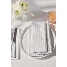 The White Company Rydal Çizgili Keten Pamuk 4'lü Peçete Seti