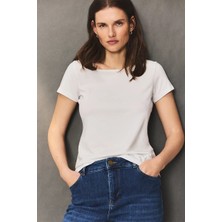 The White Company Organik Pamuk Kısa Kollu Kadın Tişört