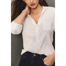 The White Company Organik Pamuklu Jarse Kadın Gömlek