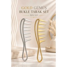 Invictus Design Kadın Gold ve Gümüş 2'li Bukle Belirginleştirici Kıvırcık Saç Tarak Seti