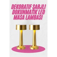 Aesco Altın Rengi Masa ve Gece Lambası Dokunmatik Şarjlı Masa Lambası - Lisinya