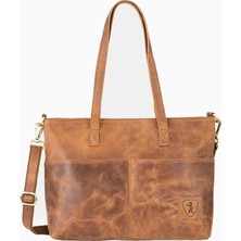 Berliner Bags Julia Vintage Deri 14 Inç Laptop Bölmeli Kadın Omuz Çantası
