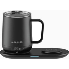 Lepresso Akıllı Isıtmalı Termos Kupa 355 ml Kablosuz Şarjlı Siyah