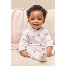 The White Company Organik Pamuklu Kiraz Desenli Fırfırlı Kruvaze Kız Bebek Uyku Tulumu