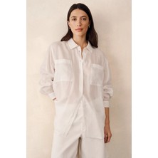 The White Company Ramie Kumaş Kadın Oversize Gömlek