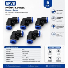 Firetech EPV08 Pnömatik 8 mm Epv Dirsek (5 Adet)
