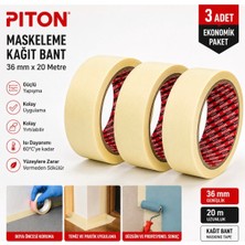 Piton PTN36 Maskeleme Bandı 36 mm x 20 Metre Kağıt Bant (3 Adet)