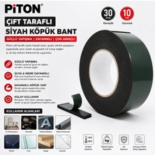Piton P30 Çift Taraflı Köpük Sünger Montaj Bandı Siyah 30 mm x 10 Metre Bant