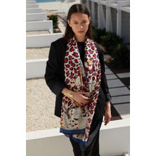 Fenza Scarf Liora Leopar Desenli Ipek Şal
