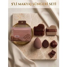 Invictus Design Kadın Çikolata Kahverengi Kutulu Makyaj Pudra Sünger Seti 5 'li Set