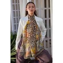 Fenza Scarf Liora Leopar Desenli Ipek Şal