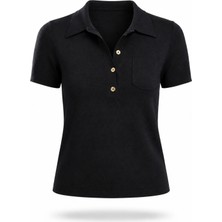 5in1Canpolat Siyah Polo Yaka Kısa Kol Triko 140616