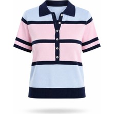 5in1Canpolat Lacivert Polo Yaka Önü Düğmeli Triko 5469