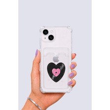 Aesco iPhone 15 Kartlıklı Vinly Desenli Kılıf