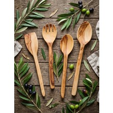 Hanwood Zeytin Ağacı Tahta Kaşık Seti 4 Parça