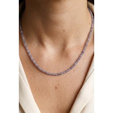 Taş Sandığı Tanzanit Taşı Faset Kesim Kolye – 3 mm – Paslanmaz Çelik