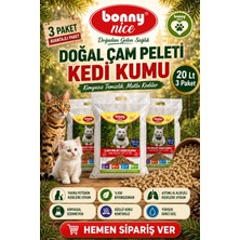 Bonny Nice Doğal Çam Peleti Kedi Kumu 10 kg 20 Lt (3 Adet)