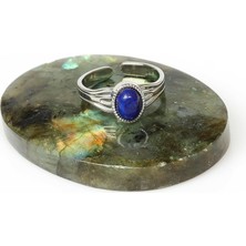 Taş Sandığı Lapis Lazuli Taşı Çelik Yüzük - Kararmaz